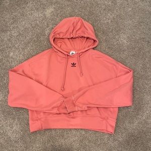 Pink Cropped Adidas Hoodie (Size: XS)